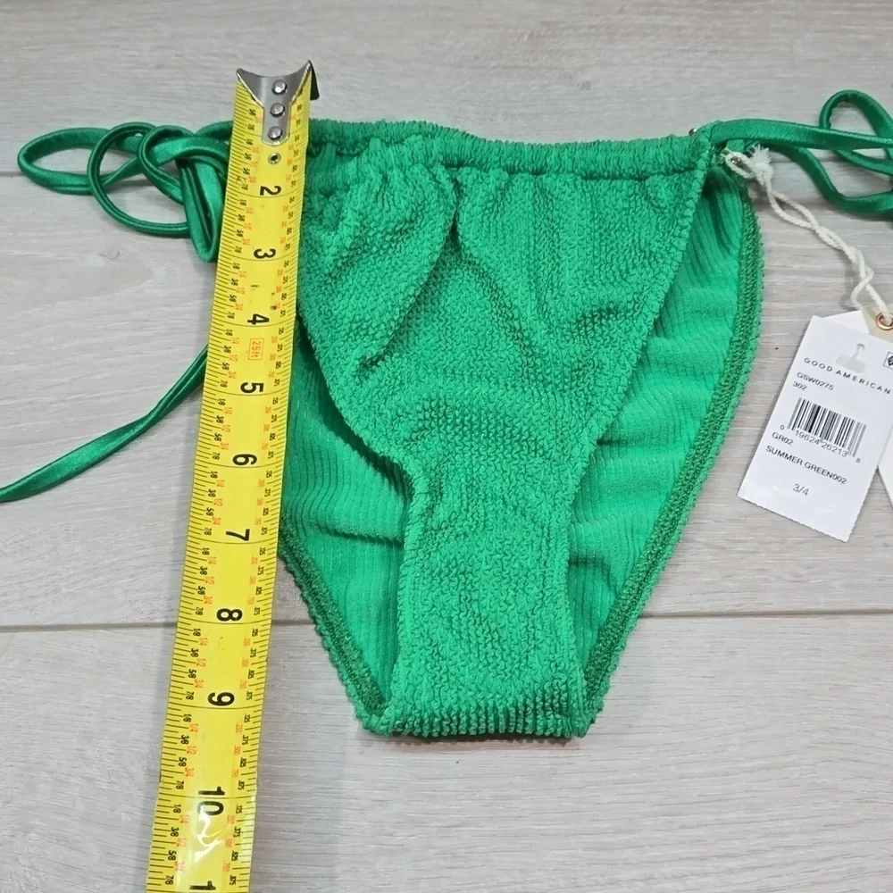 NWT Good American Women Summer Green Side Tiny Ties swim bottom sz 3/4 L/XL